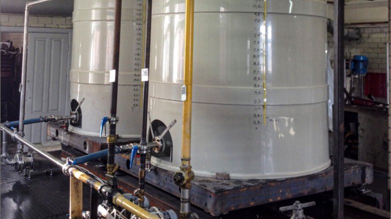 The installed tanks for mayonnaise production.