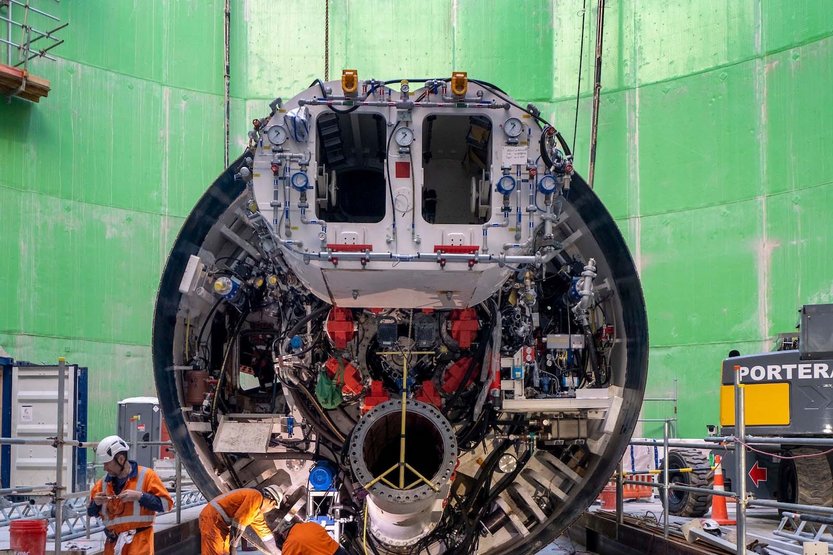 Assembly of the TBM and start of tunnelling work at the Mangere pump station. [Source: Watercare]