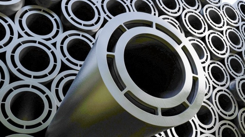 AGRU Kunststofftechnik extrudes the double containment wastewater pressure line Poly-Flo as a mono strand.