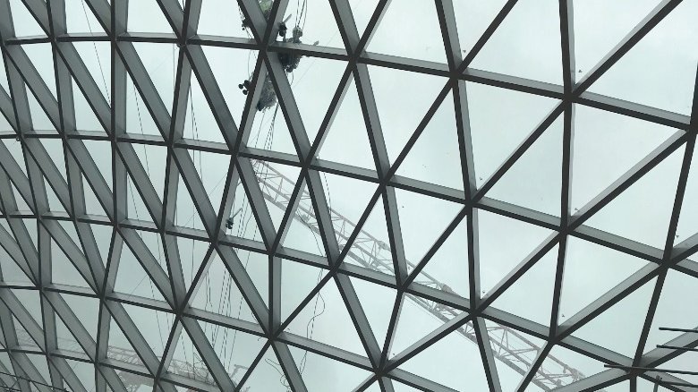 A strong head for heights was an absolute must for the installation staff working on this project.