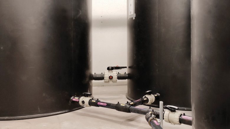 Three PE 100 RC storage container and the connecting piping system.