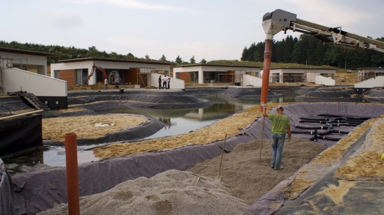Filling of the planted area with gravel